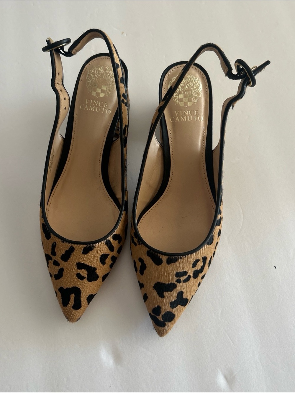 Vince Camuto Leopard-Print Pointed Slingback Mules - Tan & Black Sz 6.5 M NEW